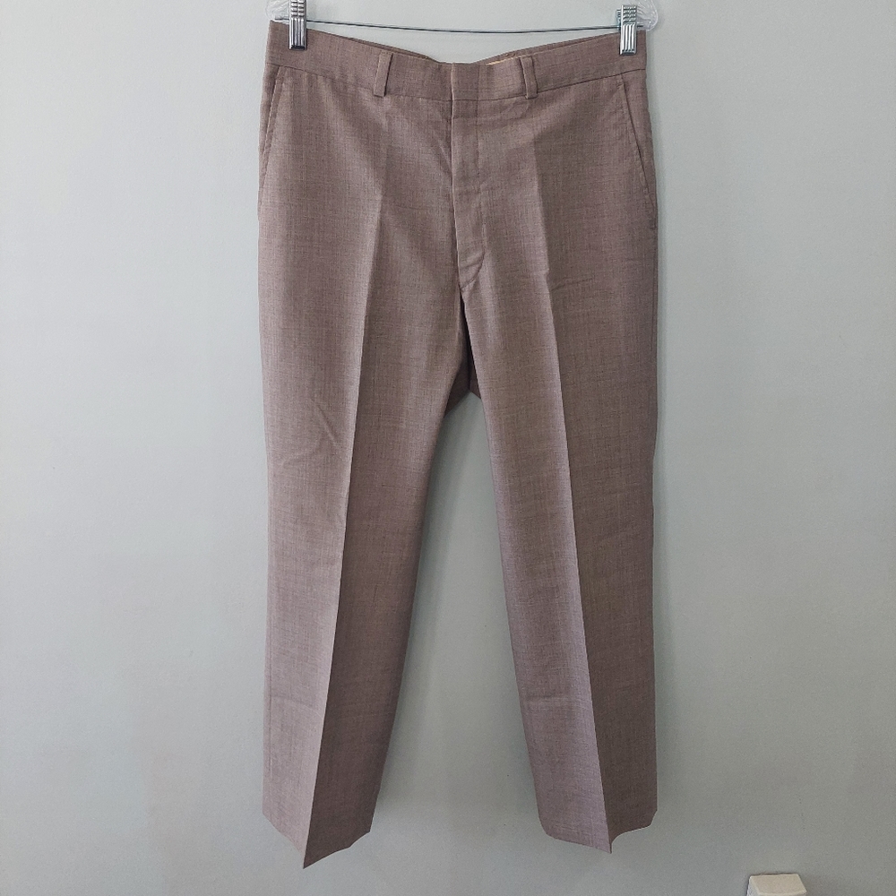 John Weitz vintage womens slacks zipper & hook and eye closure dark tan pleated